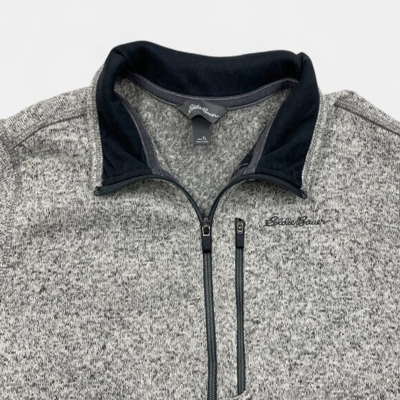 Eddie Bauer Gray 1/4 Zip Fleece Pullover Sweater Men's Large Tall LT - Picture 3 of 9